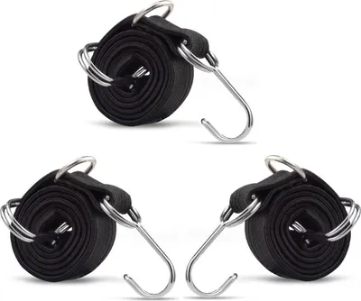Image de set de 3 tendeurs à bagages pour vélo | 0,5m de sangle de serrage pour le porte-bagages | caoutchouc de serrage pour le porte-bagages | caoutchouc pour les bagages avec double crochet métallique | tendeur de bagages - Expander | câble de serrage sangle de vélo pour sécuriser le chargement