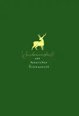 Produktbild von Geburtstag Karte mit Briefumschlag Jagd, Hirsch, Waidmannsheil, Jäger