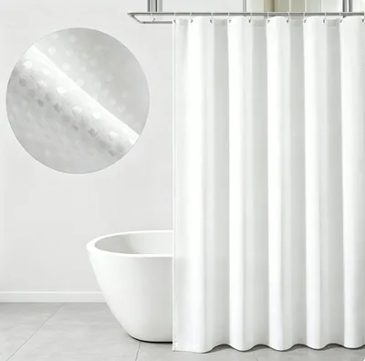 Produktbild von Duschvorhang, Bad Vorhang mit 12 Duschvorhangringen Wasserdicht für Dusche und Badewanne 180 x 200 cm Weiß