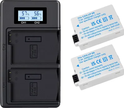 Produktbild von Kameraakku, 2000mAh Kapazität, Dual-Ladegerät, 2 Batterien und Ladegerät