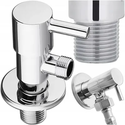 Produktbild von Eckventil 1/2 Zoll x 1/2 Zoll Verchromt Mit Doppelanschluss Und Rosette – Absperrventil Für Waschbecken WC Waschmaschine