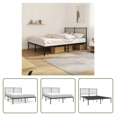 Produktbild von The Living Store Bettgestell mit Kopfteil Metall Schwarz 140x200 cm