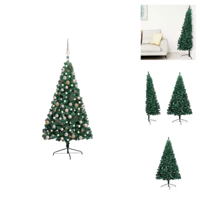 Immagine prodotto di vidaXL Mezzo Albero di Natale Artificiale Palline luminose Verde 240 cm - Alberi di Natale