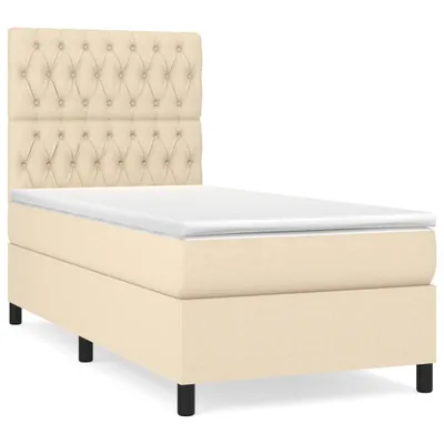 Produktbild von Boxspringbett mit Matratze Creme 100x200 cm Stoff