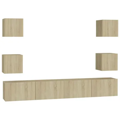 Produktbild von 6-tlg. TV-Schrank-Set Sonoma-Eiche Holzwerkstoff