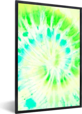 Produktbild von MuchoWow® Gerahmtes Poster Krawattenfärbung - Kunst - Grün 60x90 cm - Poster mit Schwarzem Bilderrahmen Wandposter Rahmen Foto Bilder - Kunst