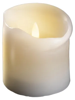 Obrázek produktu pro Středně velká LED svíčka ve tvaru kužele s časovačem – průměr 7,5 cm, výška 12,5 cm – vyžaduje 2 baterie AA LED svíčka z pravého vosku s efektem blikání, bezplamenná svíčka ve tvaru kužele – středně silná LED svíčka