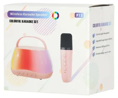 Produktbild von Karaoke-Set mit Bluetooth-Lautsprecher, RGB-LEDs und 2 USB-Mikrofonen