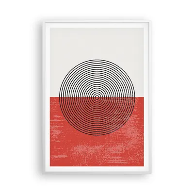 Produktbild von Gerahmtes Poster - Weißer Rahmen - Abstraktion Weiß-Rot Kreise - 70x100 cm - Wand Bild - Wanddeko - Wandbilder - Kunstposter - Wandposter - Bilderrahmen - Bilder - Kunstdruck - P2WPA70x100-4370