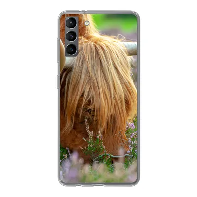 Produktbild von MuchoWow® Handyhülle Schutzhülle Hülle für Samsung Galaxy S21 Plus Schottischer Hochländer - Hörner - Heidekraut Silikon Softcase Handy Hülle - Handy-Tasche