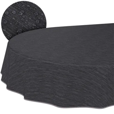 Tischdecke Wachstuch Einfarbig Anthrazit Robust Wasserabweisend Oval Breite 140 cm Länge, Hauptbild
