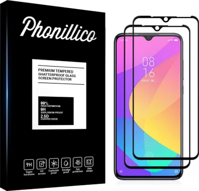Immagine prodotto di Schermo protettivo in vetro temperato per Xiaomi MI 9 LITE [2 pezzi] Schermo protettivo con bordo nero Pellicola antigraffio resistente Phonillico®