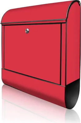 Produktbild von banjado Design Briefkasten Stahl schwarz mit Zeitungsfach pulverbeschichtet "Feuerrot" 38x46x12,5cm & 2 Schlüssel - Postkasten A4 Einwurf inkl. Montagematerial [BKSCH 0012]