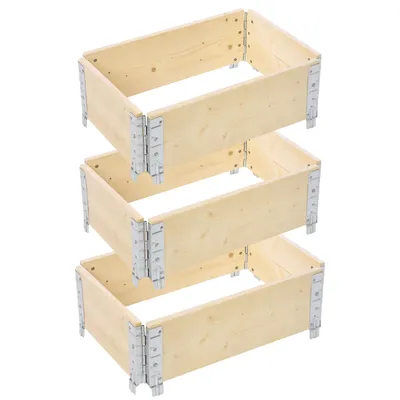 Image de Garronda 3 pièces rehausse en bois pour palette caisse de rangement en bois plateaux caisse en bois Natural 60/40