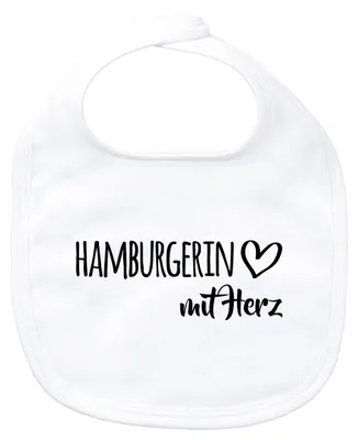 Produktbild von Huuraa Baby Lätzchen Hamburgerin mit Herz White Klettverschluss  Baumwolle Latz Geschenkidee