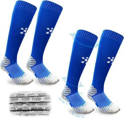 Image de Chaussettes antidérapantes de football | Pour adultes et enfants | Taille unique | Chaussettes de sport souples et respirantes Bleu L Bleu 40-46 EU