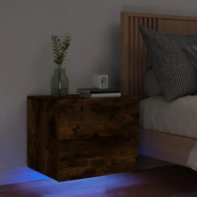 Produktbild von vidaXL Wand-Nachttisch mit LED-Leuchten Räuchereiche