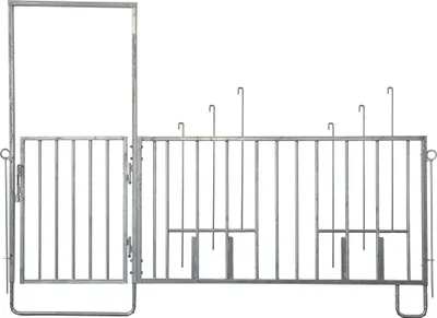 Produktbild von Kerbl Seitenzaun mit Türe und Fressplätze, lang, modulare Zaunaufstallung