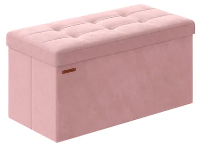 Produktbild von Aufbewahrungsbank mit Samtpolsterung – MDF – Pastellrosa – 38 x 76 x 38 cm