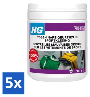 Productafbeelding van 5 x HG Wasverfrisser tegen nare geuren in sportkleding, 500 g - Voordeelverpakking - 5 stuks