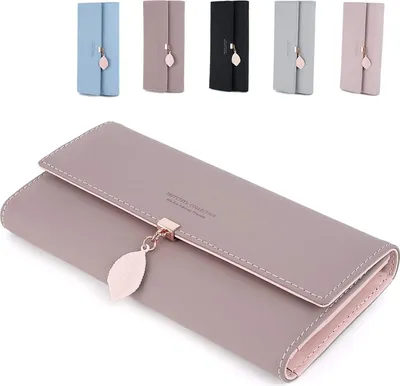 Obrázok produktu pre Peňaženka dámska, kožená, dámska peňaženka s veľkou kapacitou, elegantná dámska peňaženka, dámska peňaženka z umelého materiálu (PU) s dlhou peňaženkou a priehradkou na telefón, peňaženka z hladkej a jemnej umelej kože