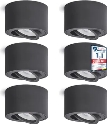 A grid of six identical ceiling lights against a white background.