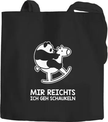 Produktbild von Jutebeutel Panda Mir reichts ich geh schaukeln Moonworks® schwarz 2 lange Henkel