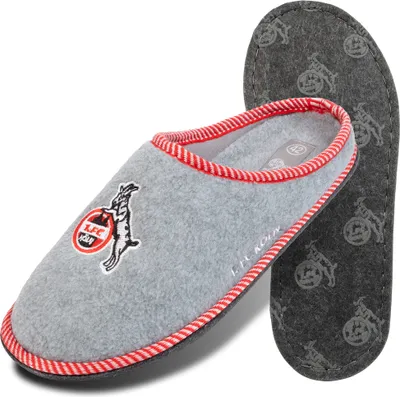 Produktbild von 1. FC Köln Pantoffel Logo Hausschuhe grau, Gr. 44