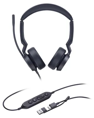 Produktbild von Yealink UH44 Dual Teams USB-C/A Headset, Kabelgebunden, 20 - 20000 Hz, Büro/Callcenter, 162 g, Kopfhörer, Schwarz