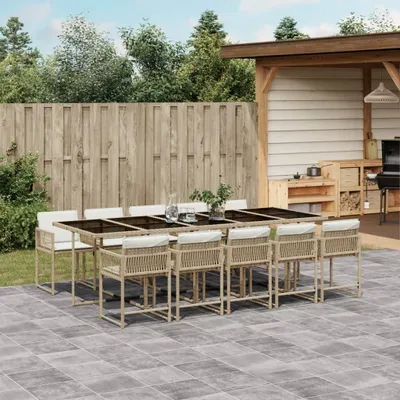 Productafbeelding van Maison Exclusive - Tuinset voor buiten, 11-delig, met kussens, beige, van polyrotan