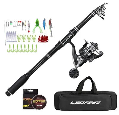 Imagen del producto de INF Kit de Caña de Pesca de Carbono 2.1m 5 piezas – Telescópica TF, Longitud Ajustable, Combo Caña y Carrete Spinning