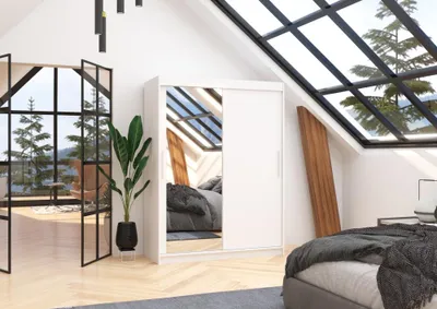 Obrázek produktu pro Šatní skříň se zrcadlem 150 cm DAKRIA - bílá