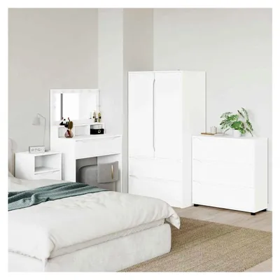 Produktbild von Minimalistischer Holzwerkstoff-Speicherschrank mit Schubladen, weiß, 80x31x81 cm