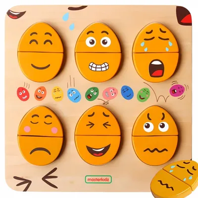 Produktbild von Masterkidz Holzeier Emotions-Lernbrett – Welcher Humor? Montessori