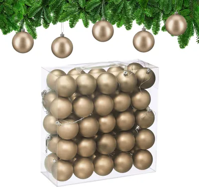 Produktbild von Relaxdays Weihnachtskugeln 50er Set, Weihnachtsdeko, matt, Christbaumkugel, Tannenbaumschmuck in ∅ 6 cm, champagner