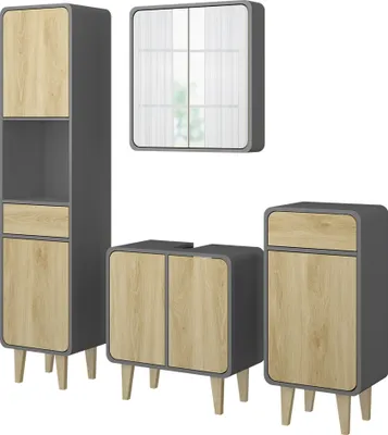 Immagine prodotto di Set di mobili da bagno Vicco Arla Antracite/quercia 4 parti, Model 51822
