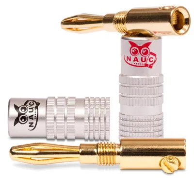 Produktbild von 2x Bananenstecker Bananas 24K vergoldet NAUC High End Banana für Kabel bis 6mm²
