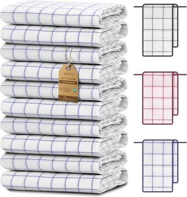 Image de Serviettes de cuisine, lot de 10, 100% coton, 50x70 cm, très absorbantes pour la cuisine