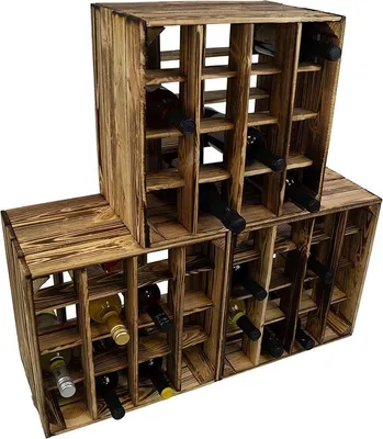 Produktbild von 3er Set -Geflammtes Weinregal für bis zu 16 Flaschen 40x40x27 cm Wein Regal | Flaschenregal