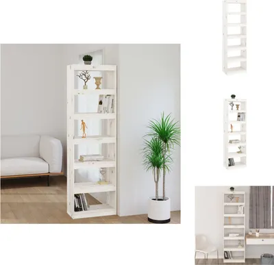 Zdjęcie produktu dla vidaXL Regał/przegroda do pokoju biały 60x30x199,5 cm lite drewno sosnowe - Regały i biblioteczki