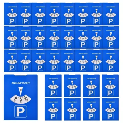 Produktbild von Parkscheibe Auto 30 Stück 11x15cm Pappe Blau Parkuhr KFZ Parken