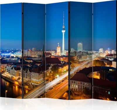 Produktbild von Akusticher Raumteiler Berlin Foto Paravent 225x172 cm beidseitig auf Vlies-Leinwand bedruckt Akustikschaum Trennwand Spanische Wand Sichtschutz Home Office Deutschland Stadt d-C-0150-z-c