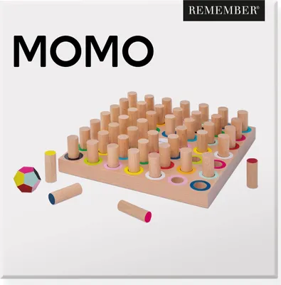 Produktbild von Remember MOMO Gedächtnisspiel aus Buche, 21x21x2 cm, 48 Spielsteine, für 2-4 Spieler