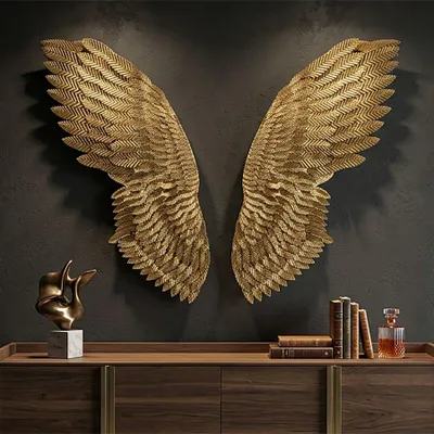 Obrázek produktu pro Dekorativní 3D panel křídla ze zlatého kovu 60x8x146 cm