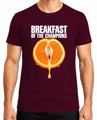 Imagen del producto de Camiseta para hombre, diseño "Breakfast Of The Champions", color burdeos, talla S. (El diseño podría tener un doble sentido o contenido humorístico para adultos)