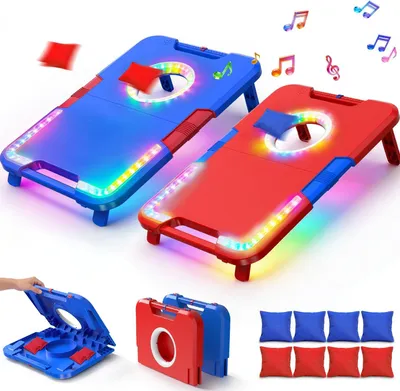 Produktbild von Cornhole Set, Wurfspiel für draußen, 8 Bean Bags, Spielbrett, für Garten