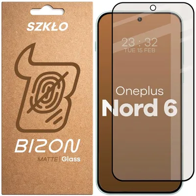 Produktbild von Mattes Hartglas für OnePlus Nord 6, Bizon Glass Matte, Schwarzer Rahmen