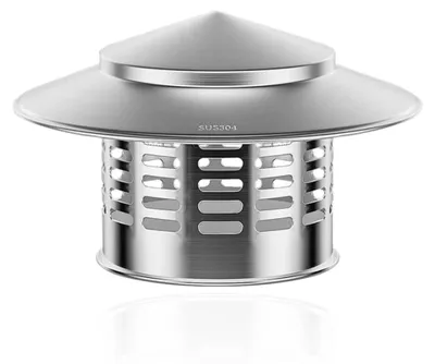 Obrázok produktu pre Kryt komína, priemer 110 mm, nerezová oceľ 304, na nasadenie, rozmer 18,5 x 11 cm