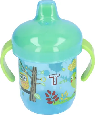 Immagine prodotto di Tazza per bambini, portatile, motivo animali, a prova di perdite, per neonati, allenatori, regalo di compleanno, 260 ml, blu