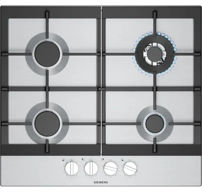 Produktbild von Siemens EC6A5HI90 Kochfeld Schwarz  Edelstahl Integriert 60 cm Gaskochfeld 4 Zone(n)